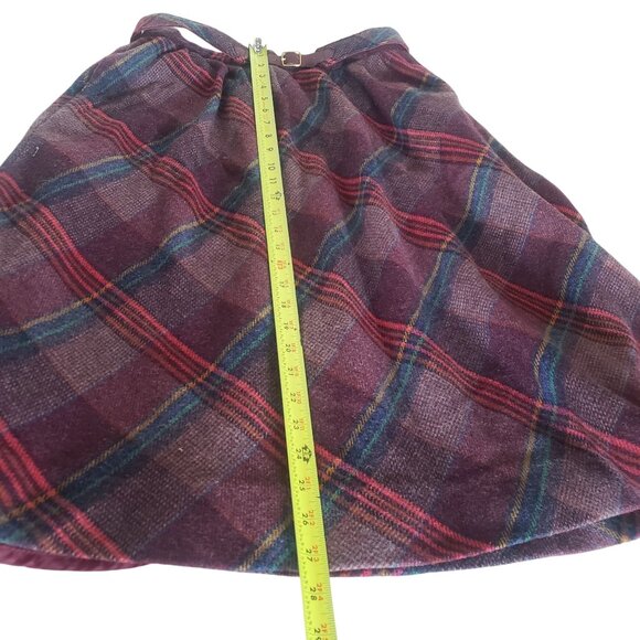 Vintage Midi Red Plaid Skirt Size 16 Dark Academia Preppy Fall Wool Blend Belted - Picture 8 of 9